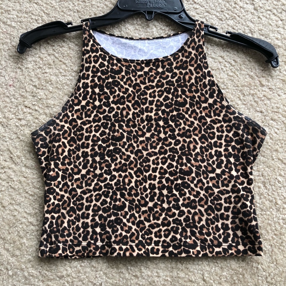 American Apparel cheetah leopard crop top tank